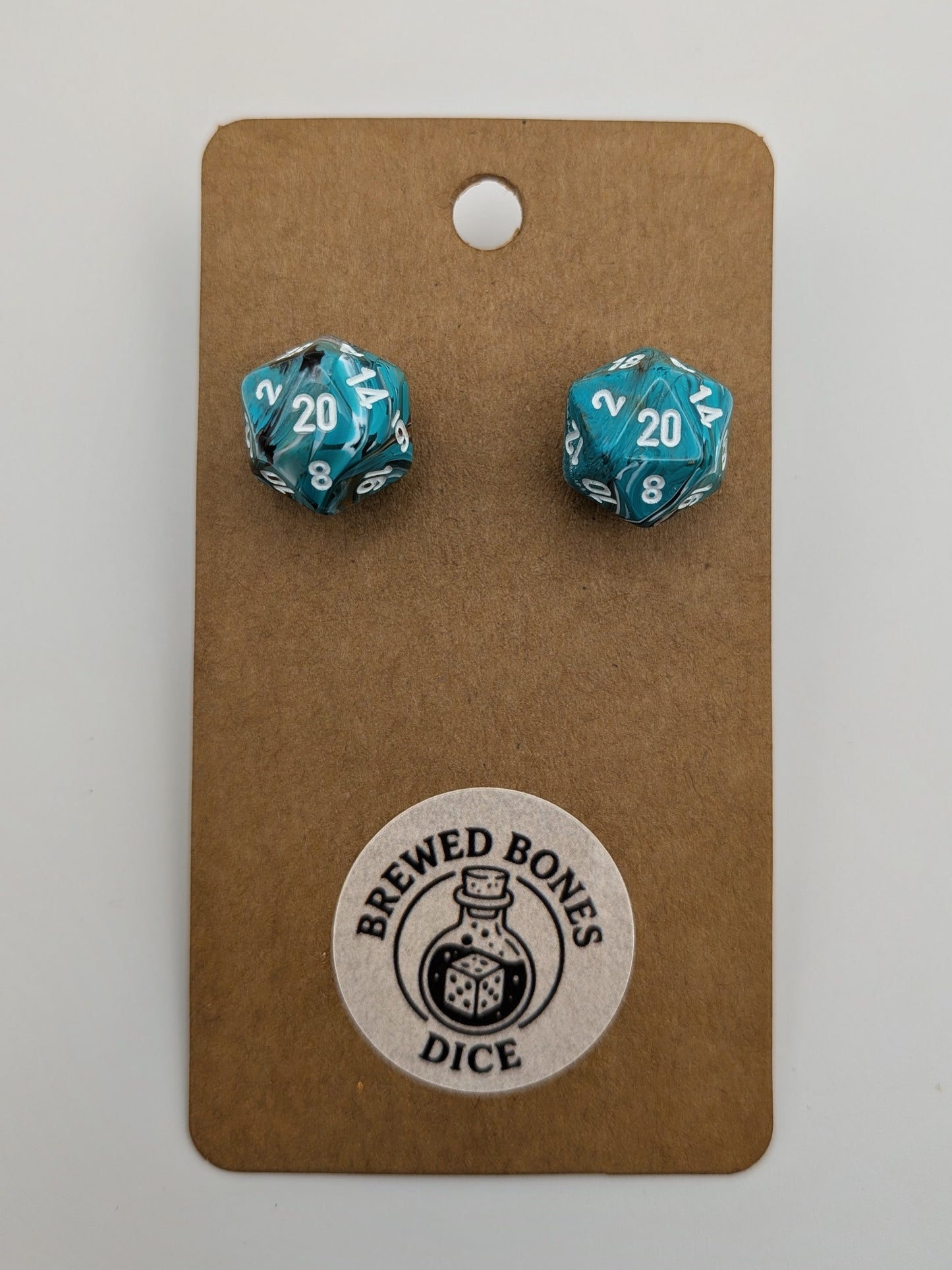 Turquoise D20 Dice Earrings