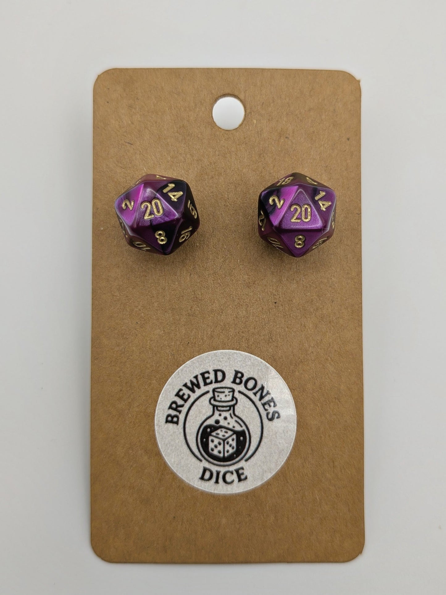 Purple D20 Dice Earrings