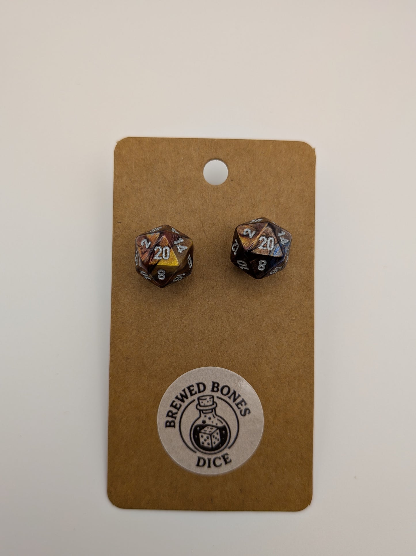 Tigerseye D20 Dice Earrings