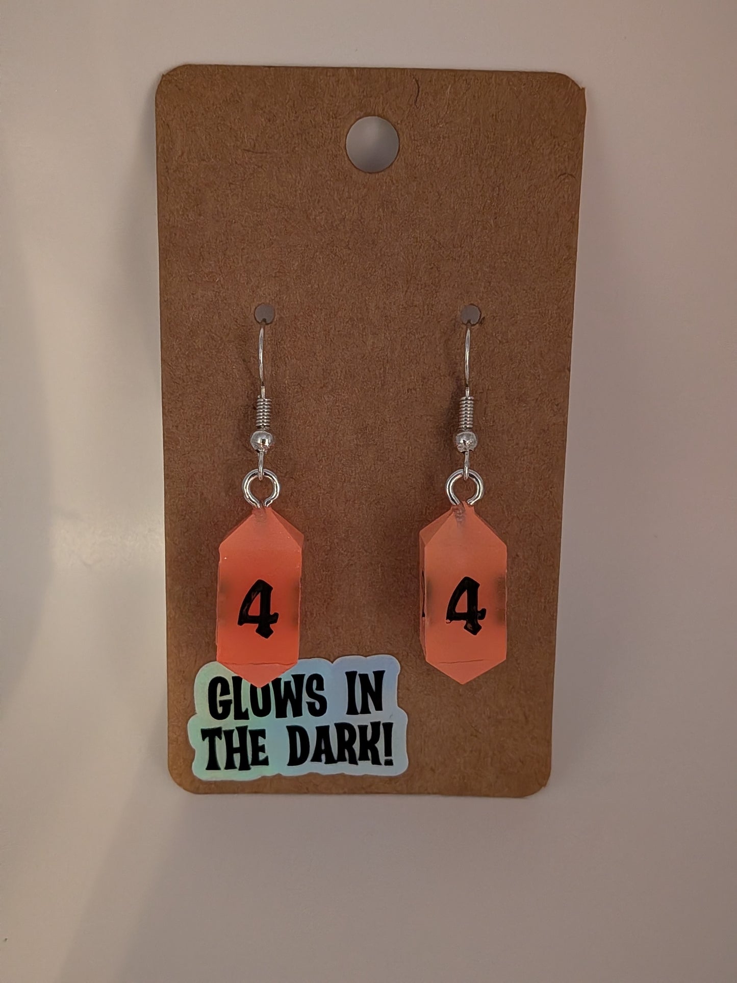 Glow-in-the-Dark Dangly Dice Earrings – Handcrafted Resin Dice Jewelry - Orange/Black