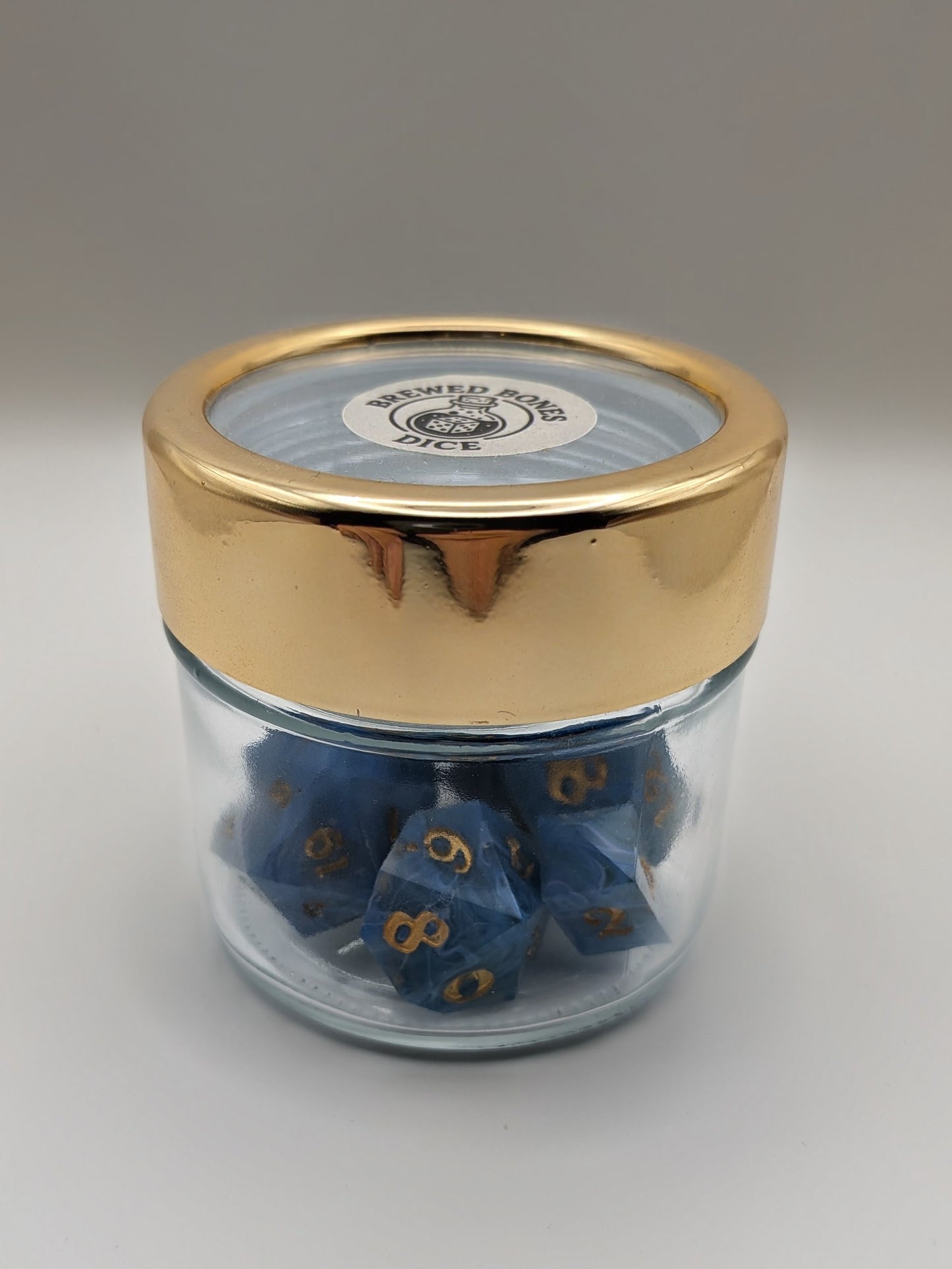 Handcrafted Blue & Purple Swirl Dice Set with Gold Ink – Premium RPG Polyhedral Dice for D&D and Tabletop Games